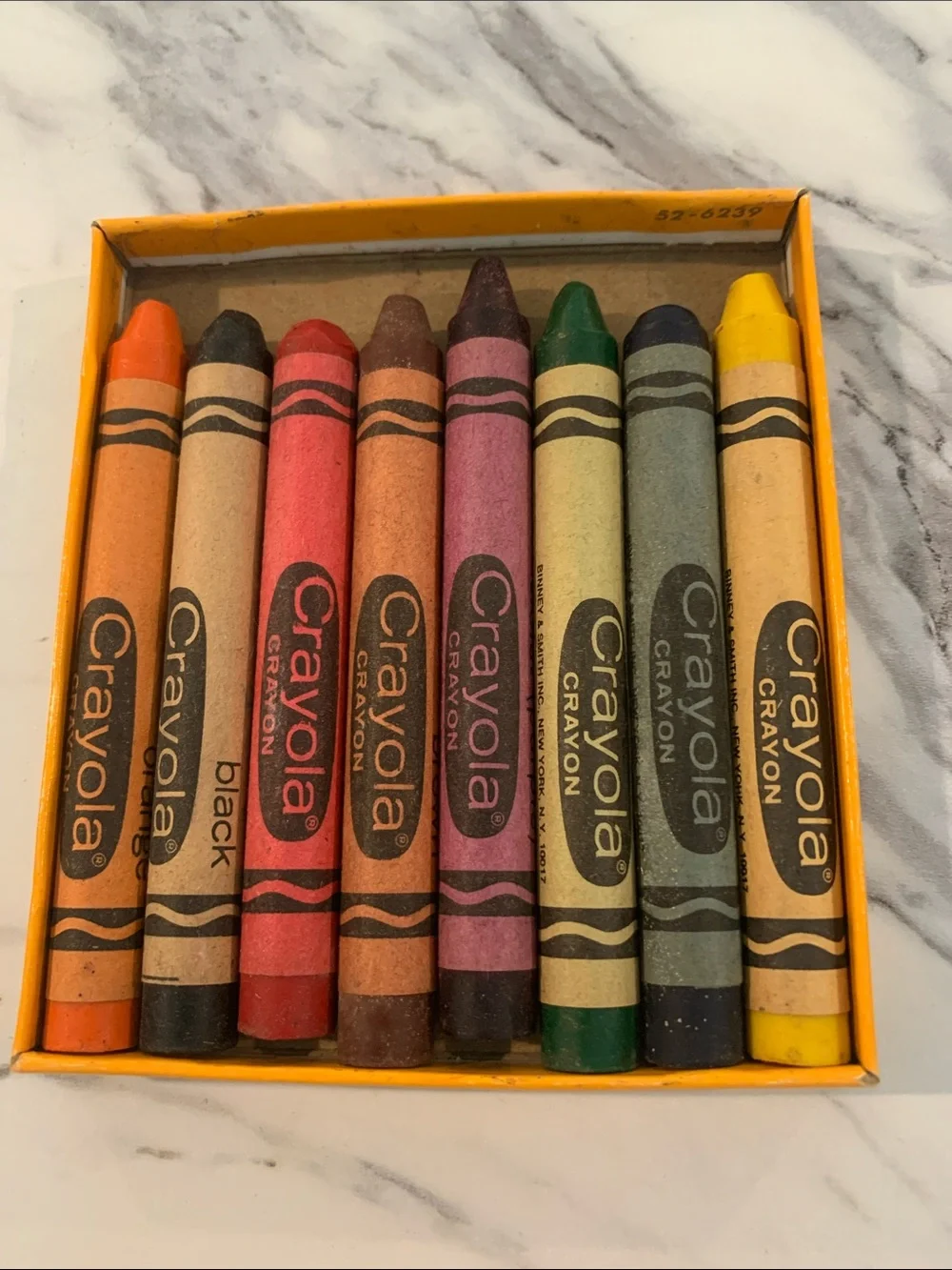 Vintage Crayola Yellow and Teal Retro Crayon Box
